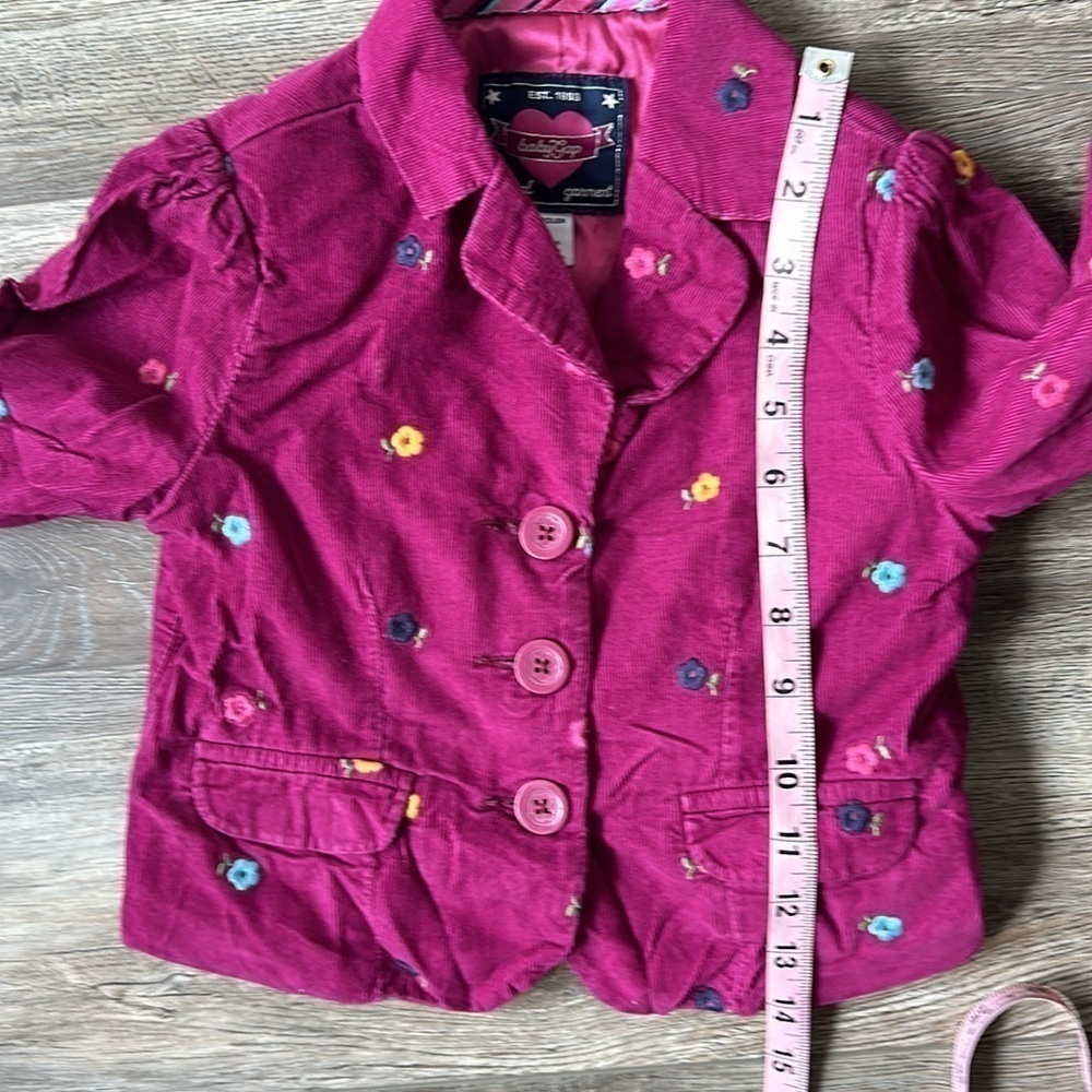 babyGap jacket size 4 toddler cranberry colored lined floral design - Picture 7 of 10